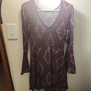 Elegant Purple Patterned Dress